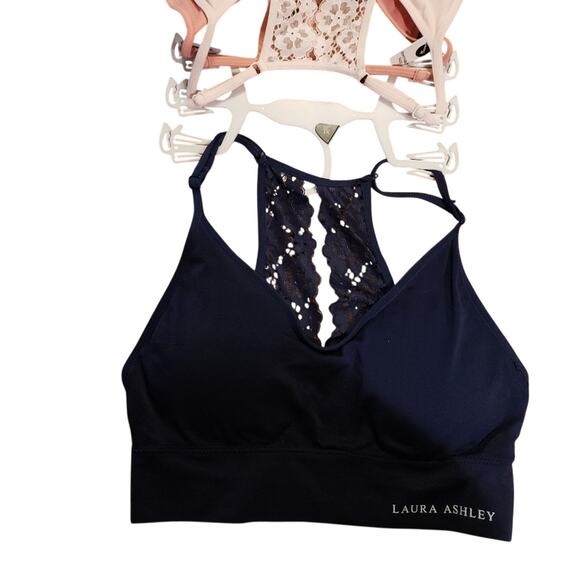 LAURA Ashley‎ NWT 3pk lace back long line removable pads bras XL - Picture 7 of 8